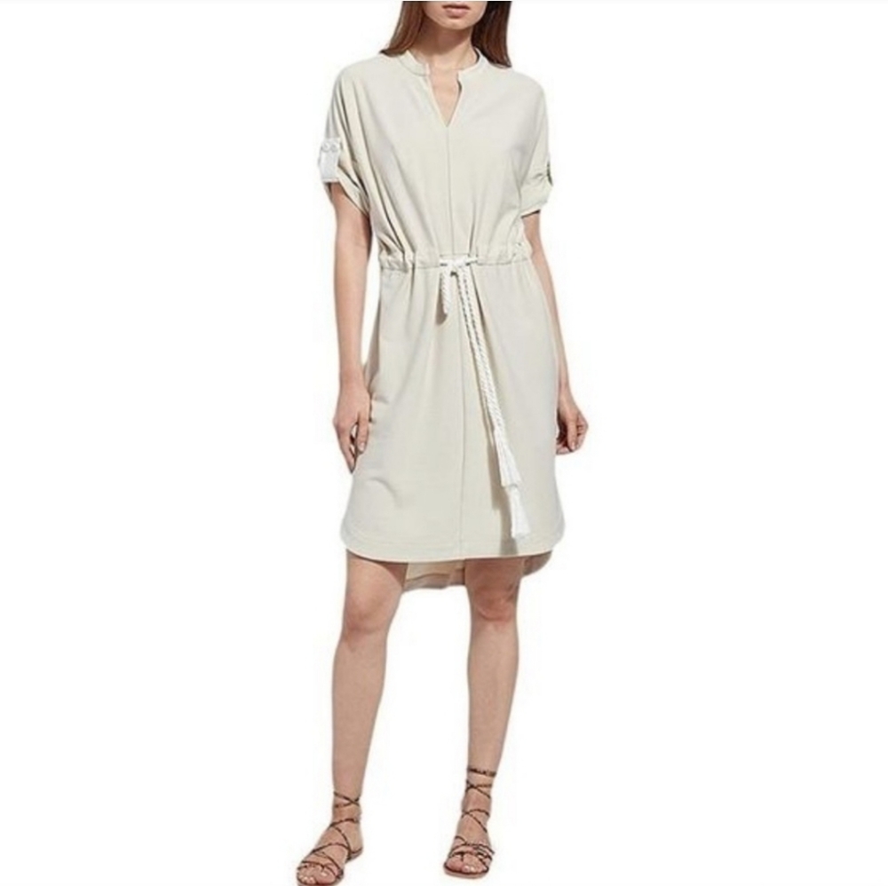 Lysse Ivory Saffron Short Sleeve Oversized Drawstring Shift Dress Size Small